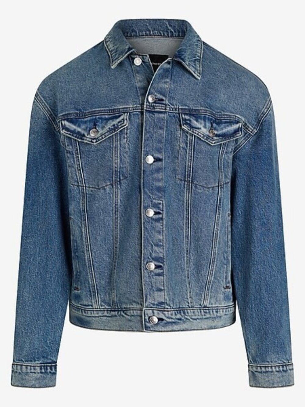 Express Denim Trucker Jacket Blue Washed Jean Coat Slim XS